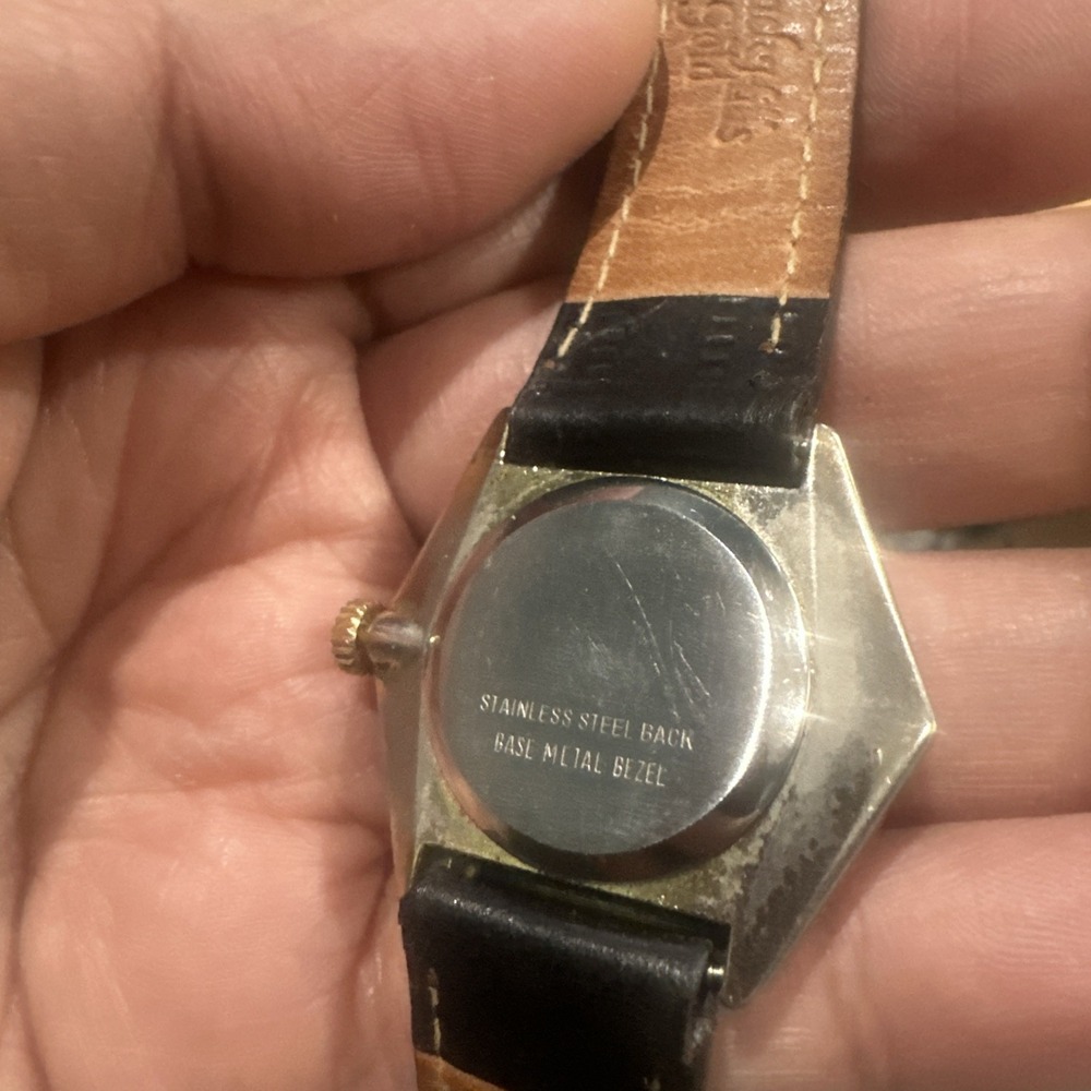 VTG Rare Sutton Swiss Hexagonal Manual Wind Ladies Watch 35mm Black Fits 7.75 - Picture 6 of 16